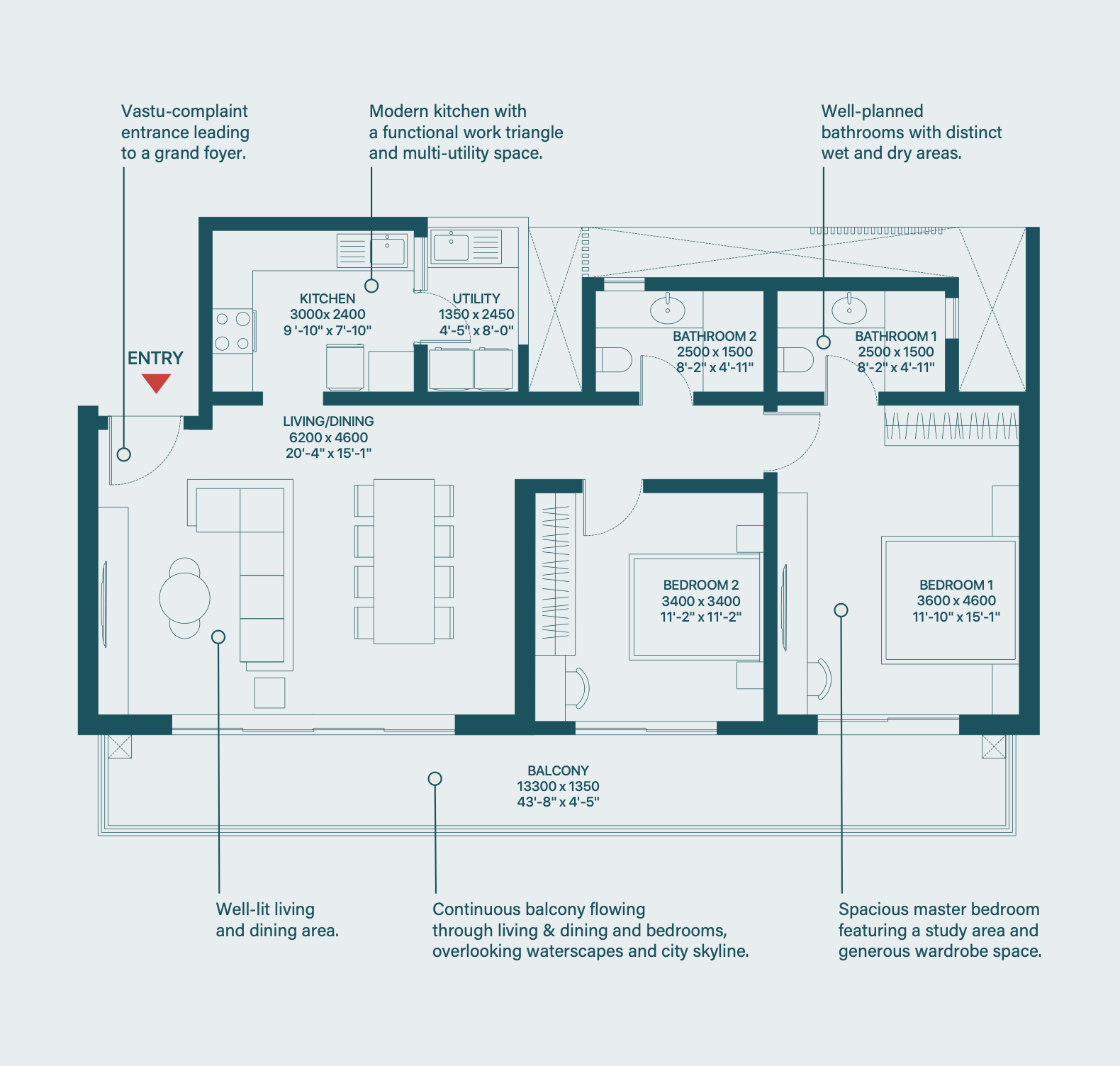 Towers 7 & 8 1653.73 sq. ft.